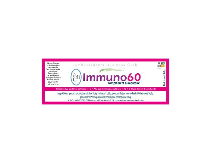 immuno-60.jpg ABC IMMUNO 60 Renforce le système immunitaire - S'associe au traitement des dérèglements cellulaires – Image 1