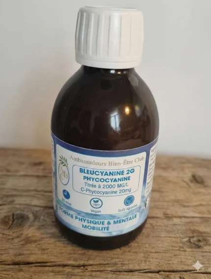 Phycocyanine titrée 2g par litre Bleucyanine pour immunité et vitalité famille