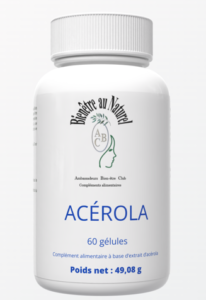 ACÉROLA (Vitamine C Naturelle) - Stimule les défenses immunitaires, Forme le Collagène, Donne de la vitalité, Réduit la fatigue - 60 gélules pour une cure de 1 mois