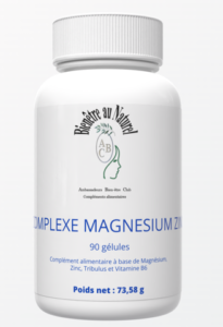 Complexe MAGNÉSIUM - ZINC, Immunité, Vision, Fonctions Mentales et Reproductives + Peau et Cheveux - 90 gélules, cure de 1 mois