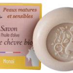 SAVON  au Lait de CHÈVRE BIO + Parfum MONOÏ -  Toute la famille -  100 g