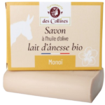 Savon au Lait D’ÂNESSE BIO  +   Parfum MONOÏ  - Peaux sèches, sensibles réactives -  100 g