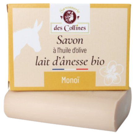 Savon au Lait D’ÂNESSE BIO + Parfum MONOÏ - Peaux sèches, sensibles réactives - 100 g